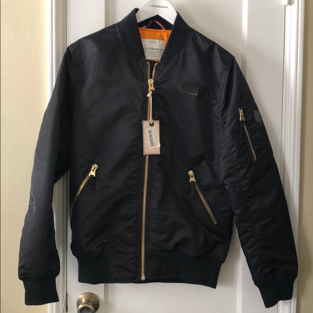 Lindbergh Men’s Black Varsity Aviator Jacket